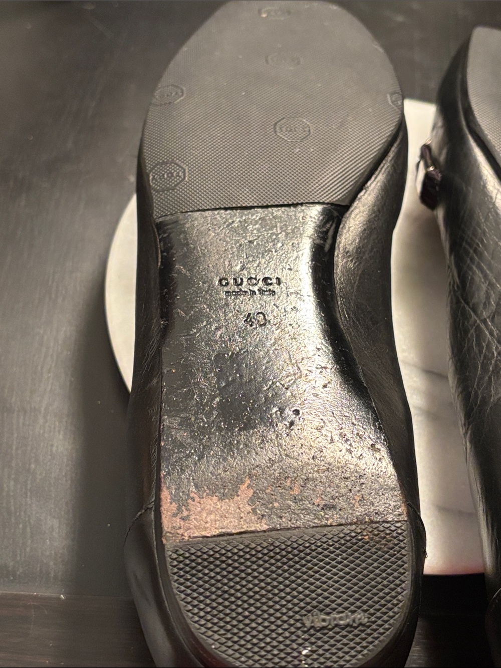 Gucci Black Leather Flats with Silver-Tone Stud Embellishments - Picture 3 of 13